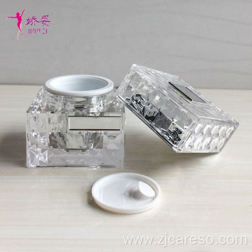 Luxury Square Shape Crystal Acrylic Jar